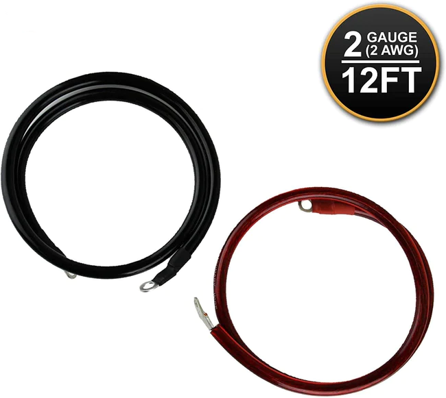 2AWG12 Power Bright High Amperage Copper Set of Battery Cables