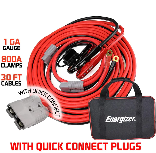ENB130 Energizer 1 Gauge 30' Kit - Permanently Install Jumper Cables with Quick Connect - 30 Ft Allows You to Boost a Battery from Behind a Vehicle