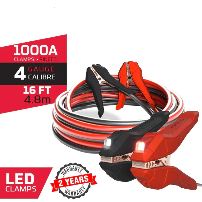 Jumper Cables for Car Battery, 20-Feet 4-Gauge Battery Cables with  UL-Listed