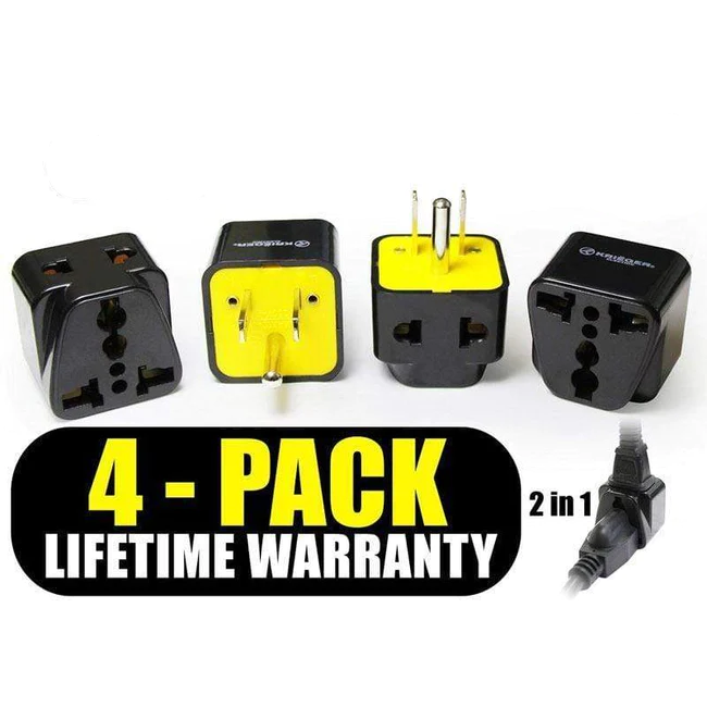 KD-AMR4 Krieger 4pk 2-in-1 Universal to North American Plug Adapters