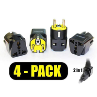 KD-GRM4 Krieger 4pk Universal to European German Schuko Plug Adapters