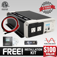 Energizer 3000 Watt 12V Pure Sine Inverter Dual AC Outlets & USB, Installation Kit Included, Automotive Power for Power Tools, Camping & Car Accessories - ETL Approved Under UL STD 458