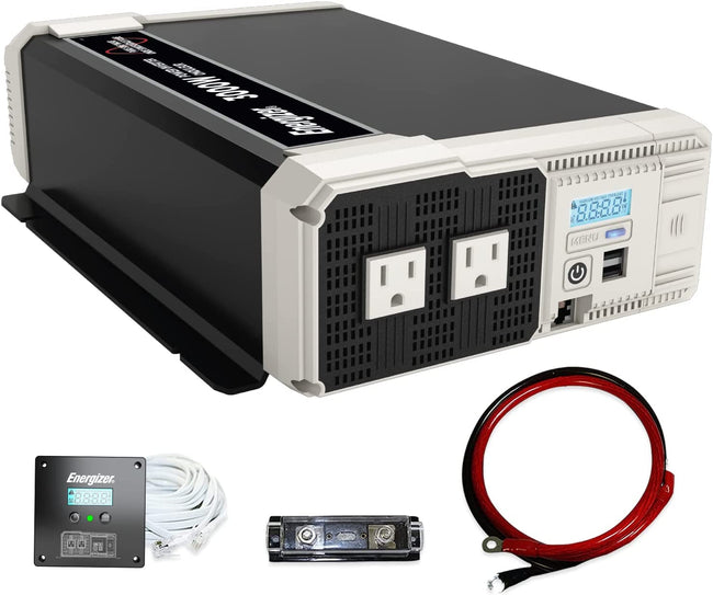 Energizer 3000 Watt 12V Pure Sine Inverter Dual AC Outlets & USB