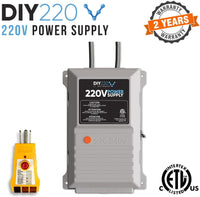 DIY220 Quick Connect 220V Power Supply, Power 208-240 Volts from Two Separate 110/120V AC Circuits, 220V 15A AC Output Outlet, GFCI Outlet Circuit Tester Included – ETL Certified Under UL and CSA Std