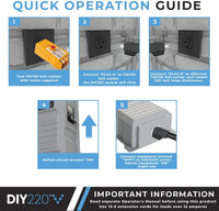 DIY220 Quick Connect 220V Power Supply, Power 208-240 Volts from Two Separate 110/120V AC Circuits, 220V 15A AC Output Outlet, GFCI Outlet Circuit Tester Included – ETL Certified Under UL and CSA Std