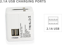 KRIEGER Universal Worldwide All-in-one Travel Charger Adapter Plug image of 2.1A USB charging ports